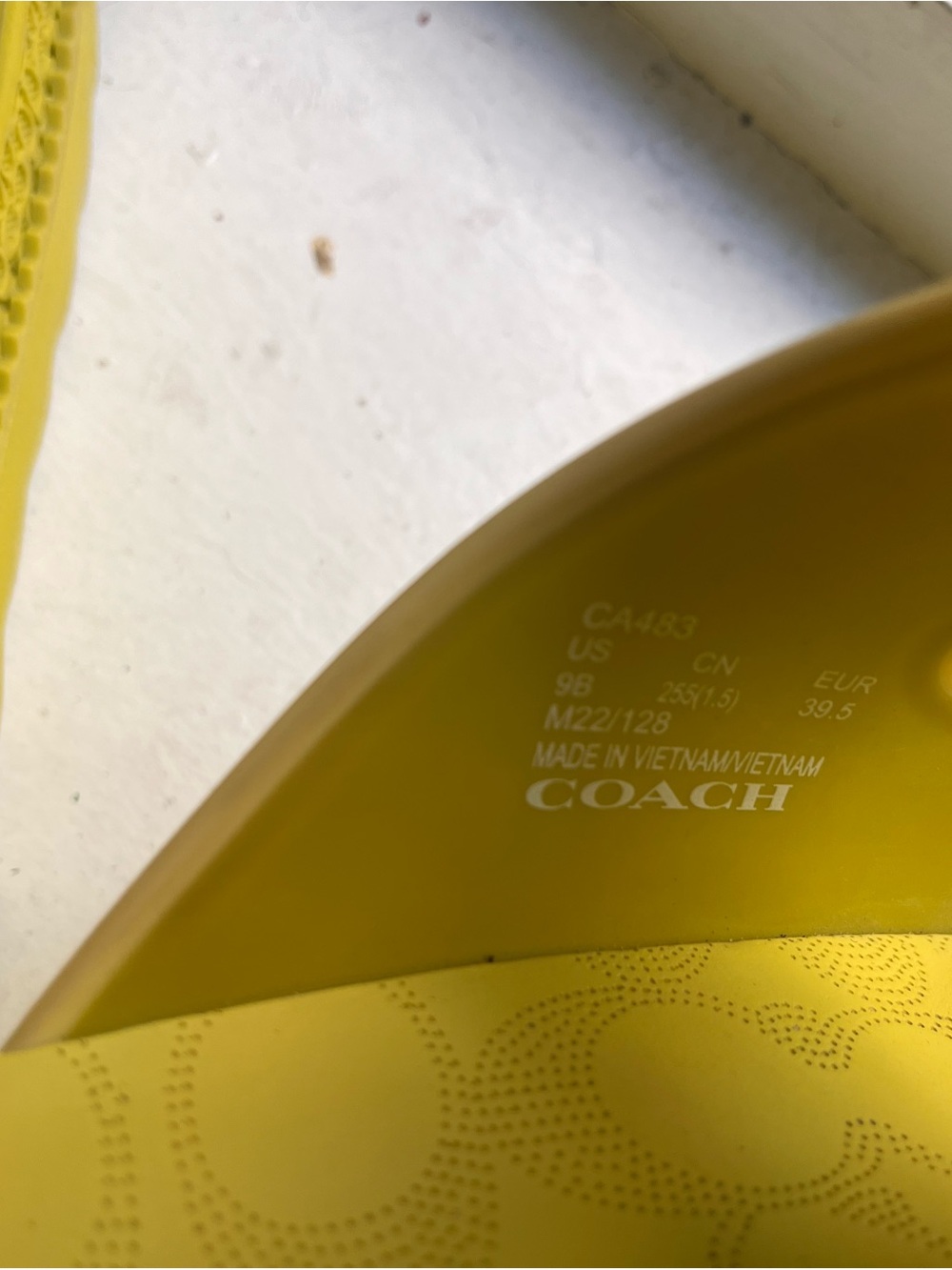 Coach Bright Yellow/Light Lime Green Slide Sandals - Picture 5 of 5